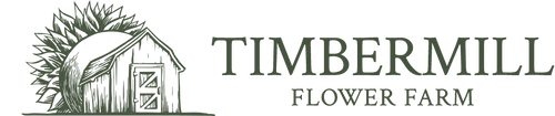 Timbermill Flower Farm horizontal logo green